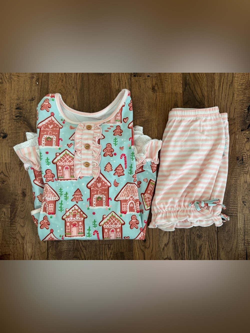 Sweet Honey‎ Gingerbread Nightgown Bloomer Set Gown Short Ruffles Size 6 C